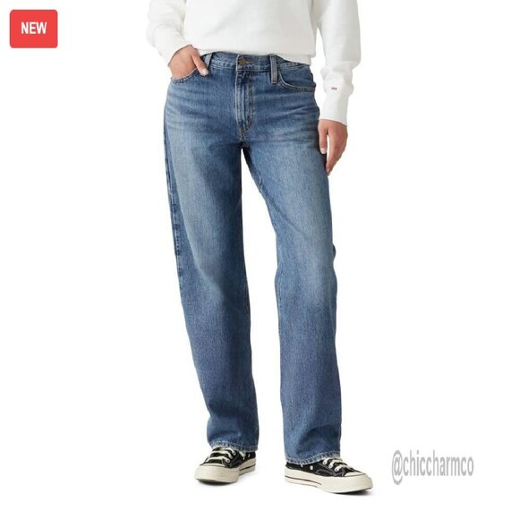 Denim - Women's Baggy Jeans 31" Inseam Mid Rise Straight Leg Denim